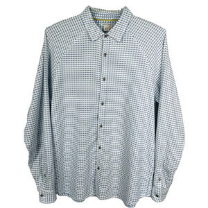 Carbon 2 Cobalt Shirt Men Large Blue White Geometric Stripe Casual Coastal Beach